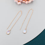 Sterling Silver Moonstone Droplet Ear Threader Earrings