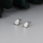 Sterling Silver Pear Cut Moissanite Earrings, 4x6mm Droplet Moissanite Diamond Earrings, April Birthstone Earrings