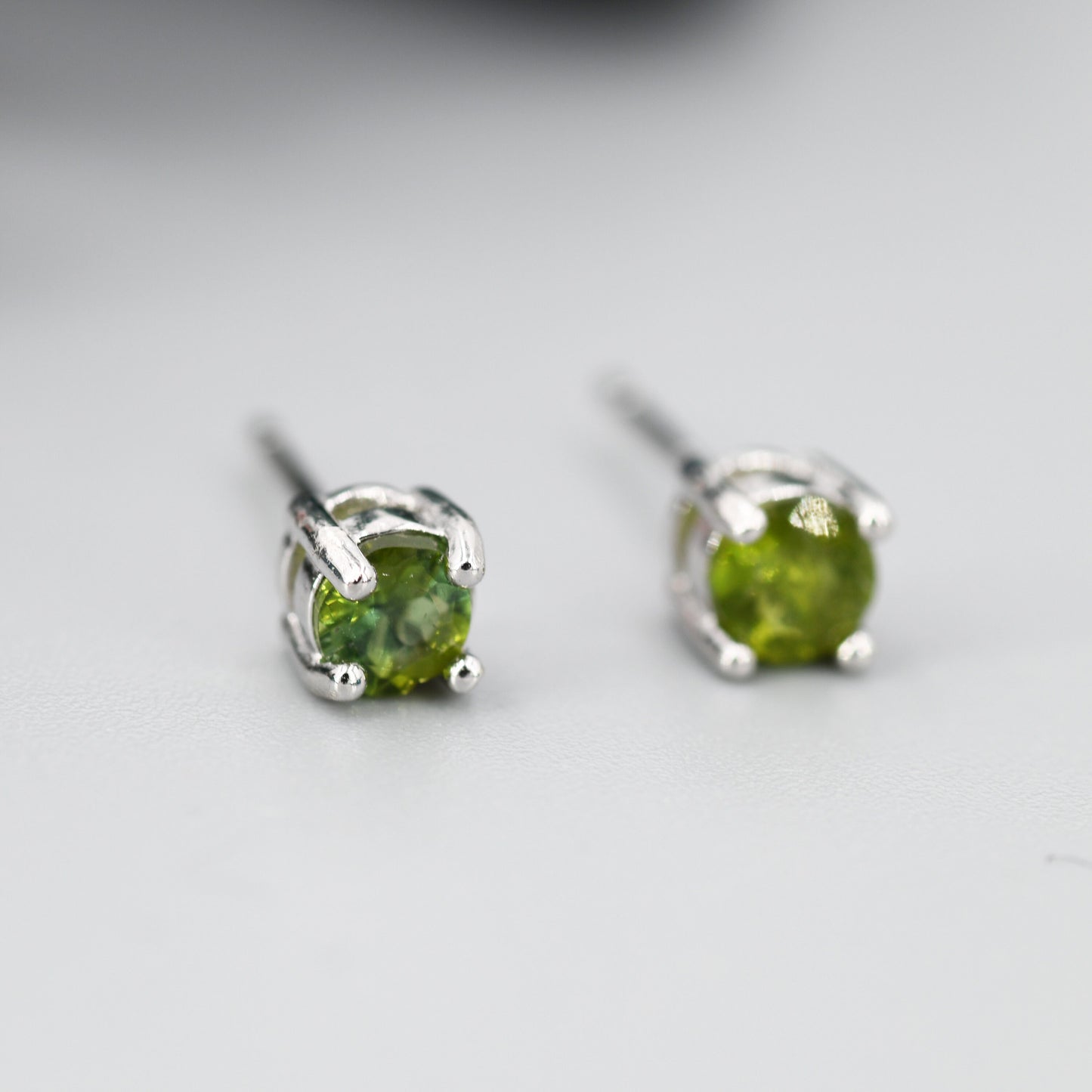 Natural Raw Tourmaline Stone Stud Earrings in Sterling Silver -  Genuine Tourmaline Crystal Stud Earrings  - Green Tourmaline