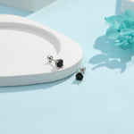 Tiny Black CZ Screw Back Earrings in Sterling Silver, 3mm or 4mm or 5mm CZ, Stacking Earrings, Black CZ Barbell Earrings, Helix Earrings