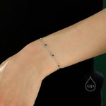 Sterling Silver Extra Delicate Sapphire Blue CZ Bezel Bracelet, Silver or Gold, CZ Satellite Bracelet, Tiny Delicate CZ Bracelet