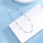 Sterling Silver Extra Delicate Turquoise Blue CZ Bezel Bracelet, Silver or Gold, CZ Satellite Bracelet, Tiny Delicate CZ Bracelet