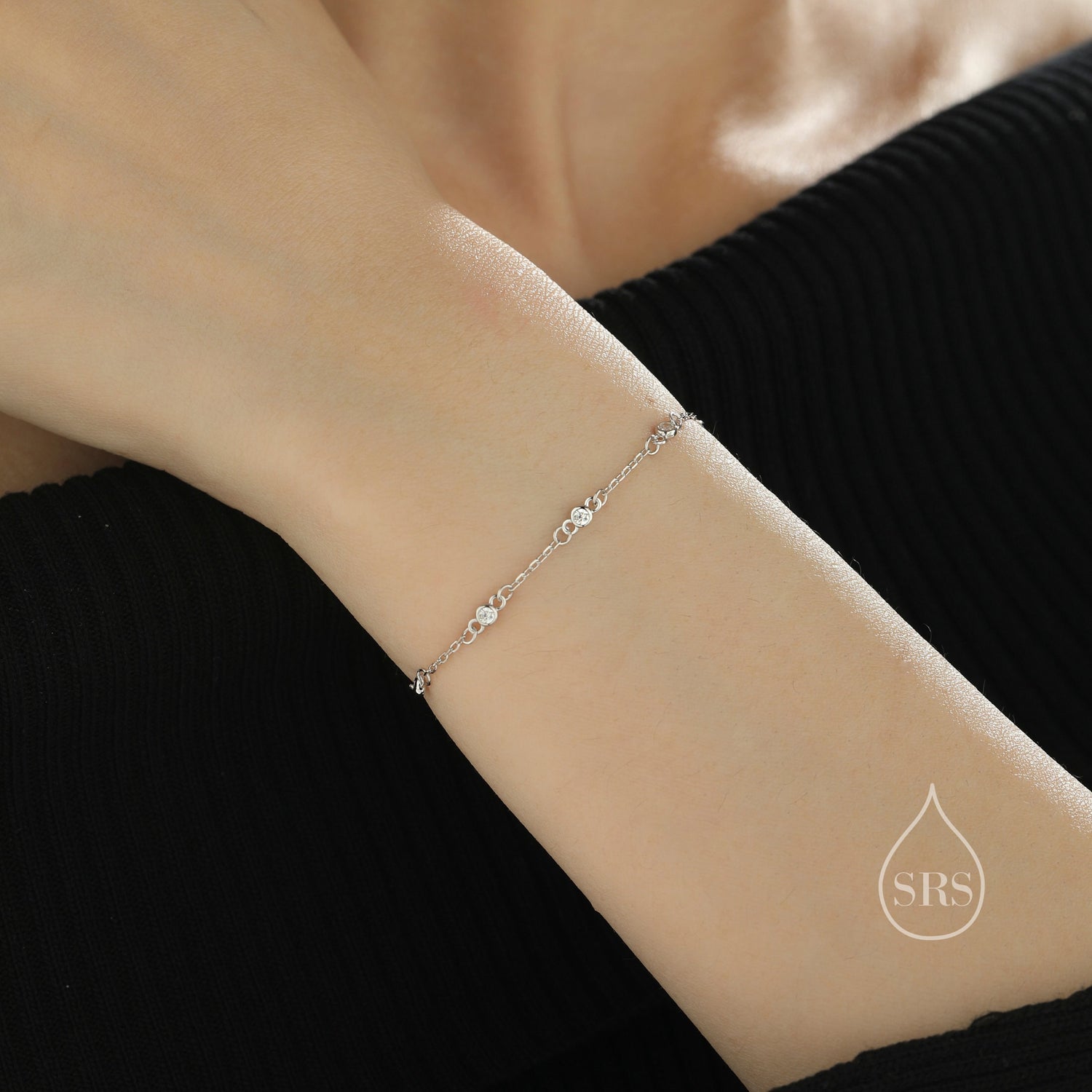 Clear CZ Bezel Station Bracelet