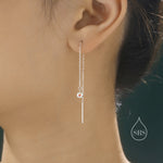 Aurora CZ Threader Earrings in Sterling Silver, Silver or Gold or Rose Gold, Tiny CZ Crystal Ear Threaders, Prong Set CZ Earring