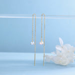 Aurora CZ Threader Earrings in Sterling Silver, Silver or Gold or Rose Gold, Tiny CZ Crystal Ear Threaders, Prong Set CZ Earring
