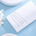 Aurora CZ Threader Earrings in Sterling Silver, Silver or Gold or Rose Gold, Tiny CZ Crystal Ear Threaders, Prong Set CZ Earring