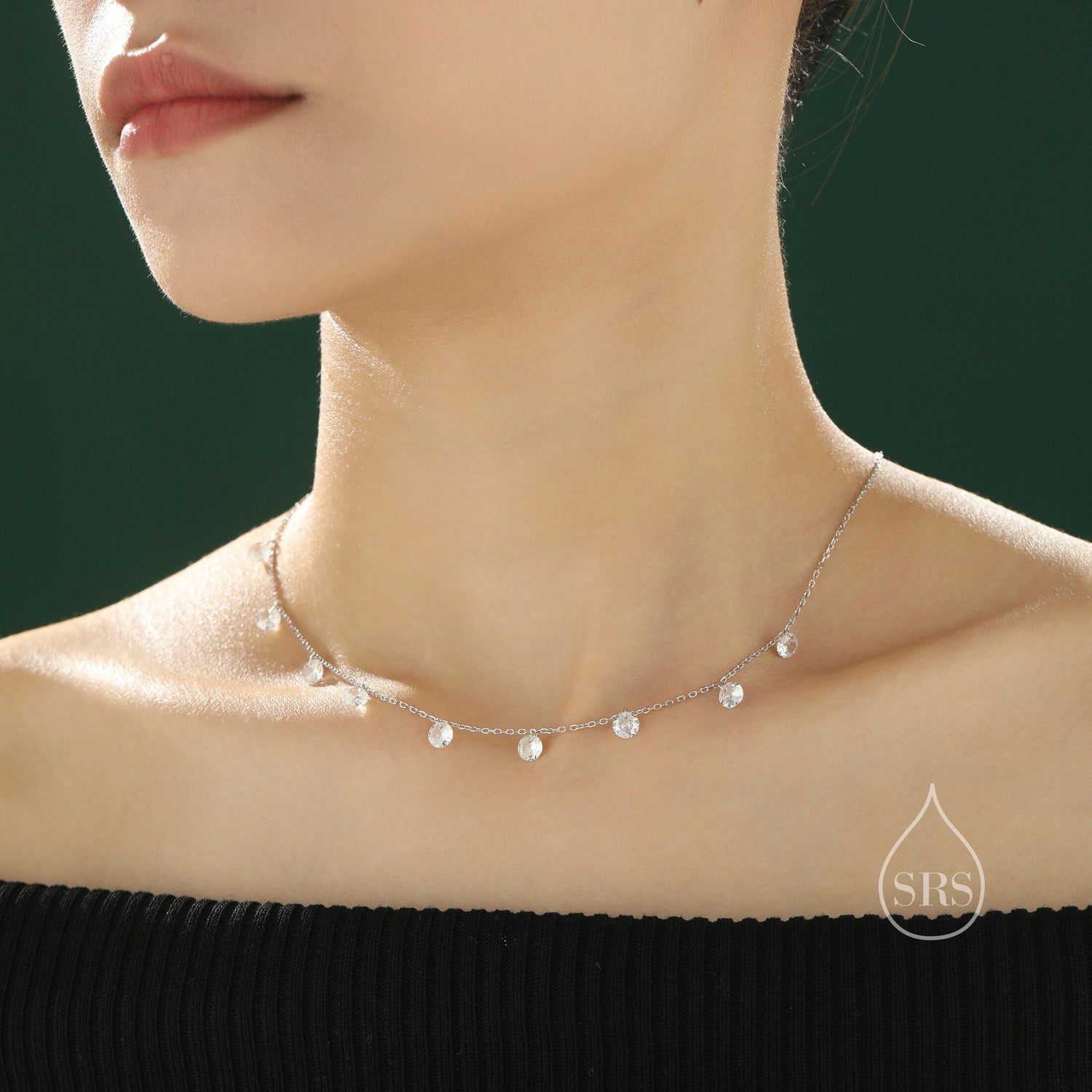 Clear CZ Dangle Chain Necklace