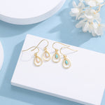 Opal Droplet Drop Hook Earrings in Sterling Silver, Aqua Green Opal or White Opal, Delicate Lab Opal Geometric Earrings, Droplet Earrings