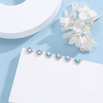 Vintage Inspired Blue Opal Flower CZ Stud Earrings, Lab Opal Halo CZ Earrings, Simulated Opal Earrings