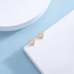 Vintage Inspired Moonstone Flower CZ Stud Earrings, Lab Moonstone Halo CZ Earrings, Simulated Moonstone Earrings
