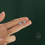 Vintage Inspired Blue Opal Flower CZ Stud Earrings, Lab Opal Halo CZ Earrings, Simulated Opal Earrings
