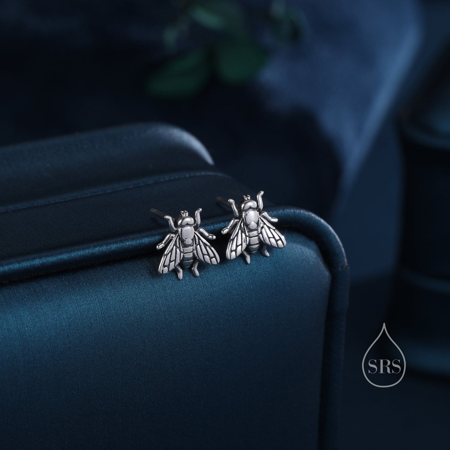 Oxidised Silver Fly Stud Earrings in Sterling Silver, Silver or Gold or Rose Gold, Sterling Silver Fly Insect Earrings, Nature Inspired