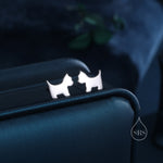 Sterling Silver Westie Flat Back Labret Earrings