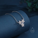 Forget-Me-Not Flower Trio Charm Necklace