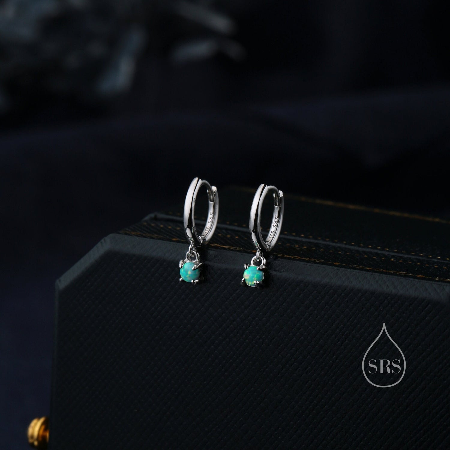 Tiny Aqua Green Opal Huggie Hoop Earrings in Sterling Silver, 3mm Lab Moonstone Hoops, Silver or Gold or Rose Gold, Lab Opal Earrings