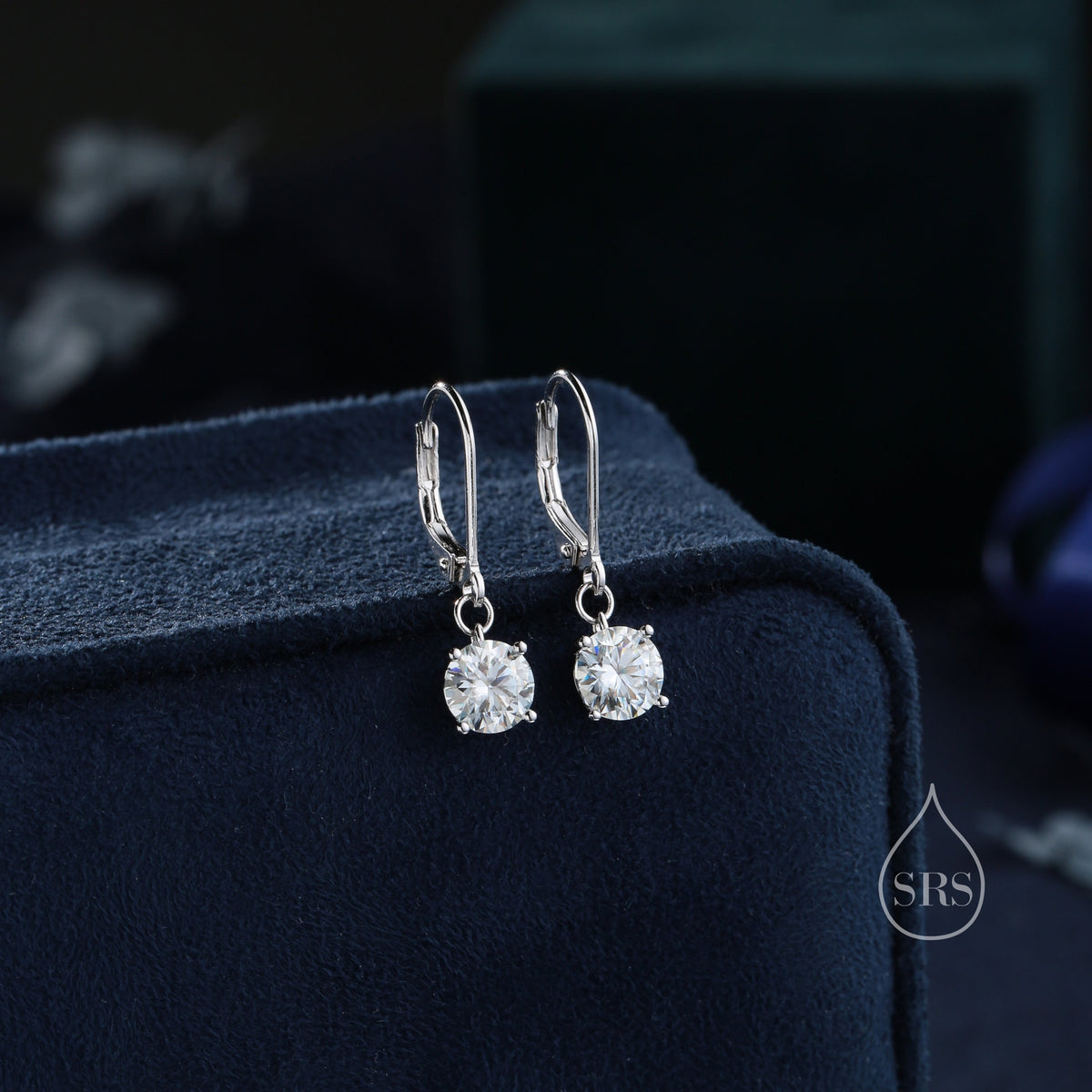 Clear CZ Lever Back Hoop in Sterling Silver, 2 Sizes Available, 6mm or 6.5mm, Minimalist Simple Crystal Leverback Hoop Earrings