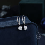 Clear CZ Lever Back Hoop in Sterling Silver, 2 Sizes Available, 6mm or 6.5mm, Minimalist Simple Crystal Leverback Hoop Earrings