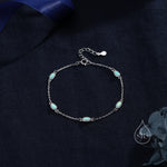 Delicate White Opal Oval Satellite Bracelet in Sterling Silver, Silver or Gold, Simulated Fire Opal Bracelet, Oval Opal Motif Bracelet