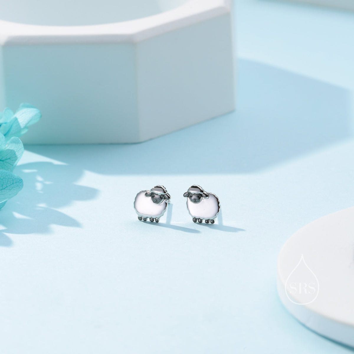 The Valais Blacknose Sheep Stud earrings in Sterling Silver, Fluffy Black Face Sheep Earrings, Nature Inspired, Pet Lover