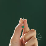Emerald Green CZ Lever Back Hoop in Sterling Silver, 2 Sizes Available, 6mm or 6.5mm, Minimalist Simple Crystal Leverback Hoop Earrings