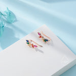 Rainbow Marquise CZ Cluster Crawler Earrings in Sterling Silver, Silver or Gold, Marquise CZ Cluster Crawler, Cluster Earrings