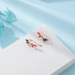 Rainbow Marquise CZ Cluster Crawler Earrings in Sterling Silver, Silver or Gold, Marquise CZ Cluster Crawler, Cluster Earrings
