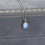 Oval Moonstone Pendant Necklace in Sterling Silver, Moonstone Necklace, 4x6mm Oval Shape Moonstone Necklace, Aurora Crystal, AB Crystal