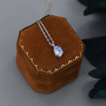 Oval Moonstone Pendant Necklace in Sterling Silver, Moonstone Necklace, 4x6mm Oval Shape Moonstone Necklace, Aurora Crystal, AB Crystal