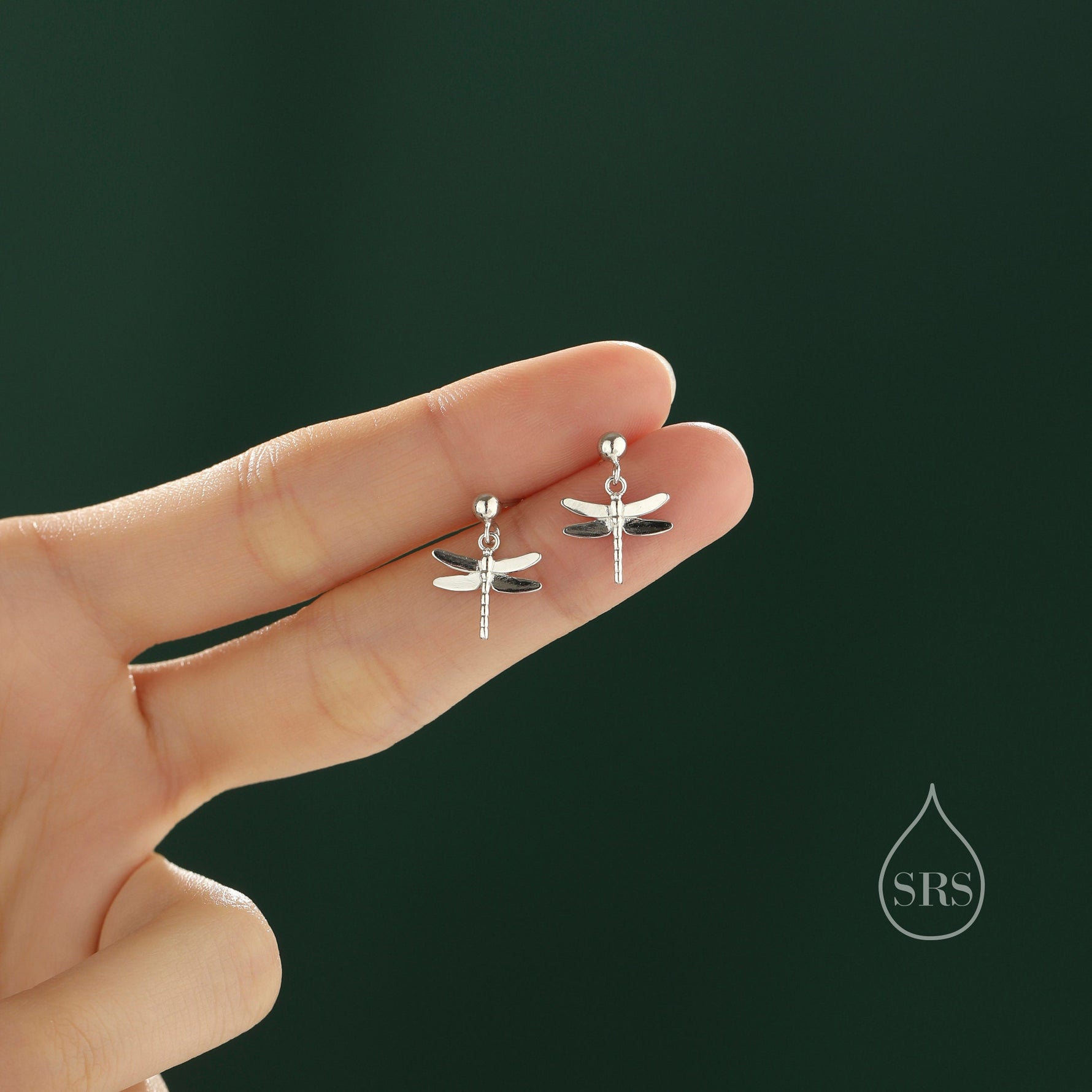 Sterling Silver Dragonfly Drop Stud Earrings, Silver or Gold or Rose Gold, Dragonfly Dangle Earrings, Dragonfly Earrings, Insect Earrings