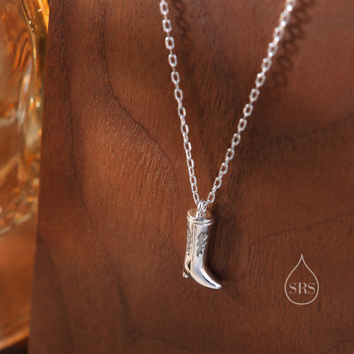 Cute Little Cowboy Boot Pendant Necklace in Sterling Silver, Silver or Gold, Cowboy Boot Necklace in Silver