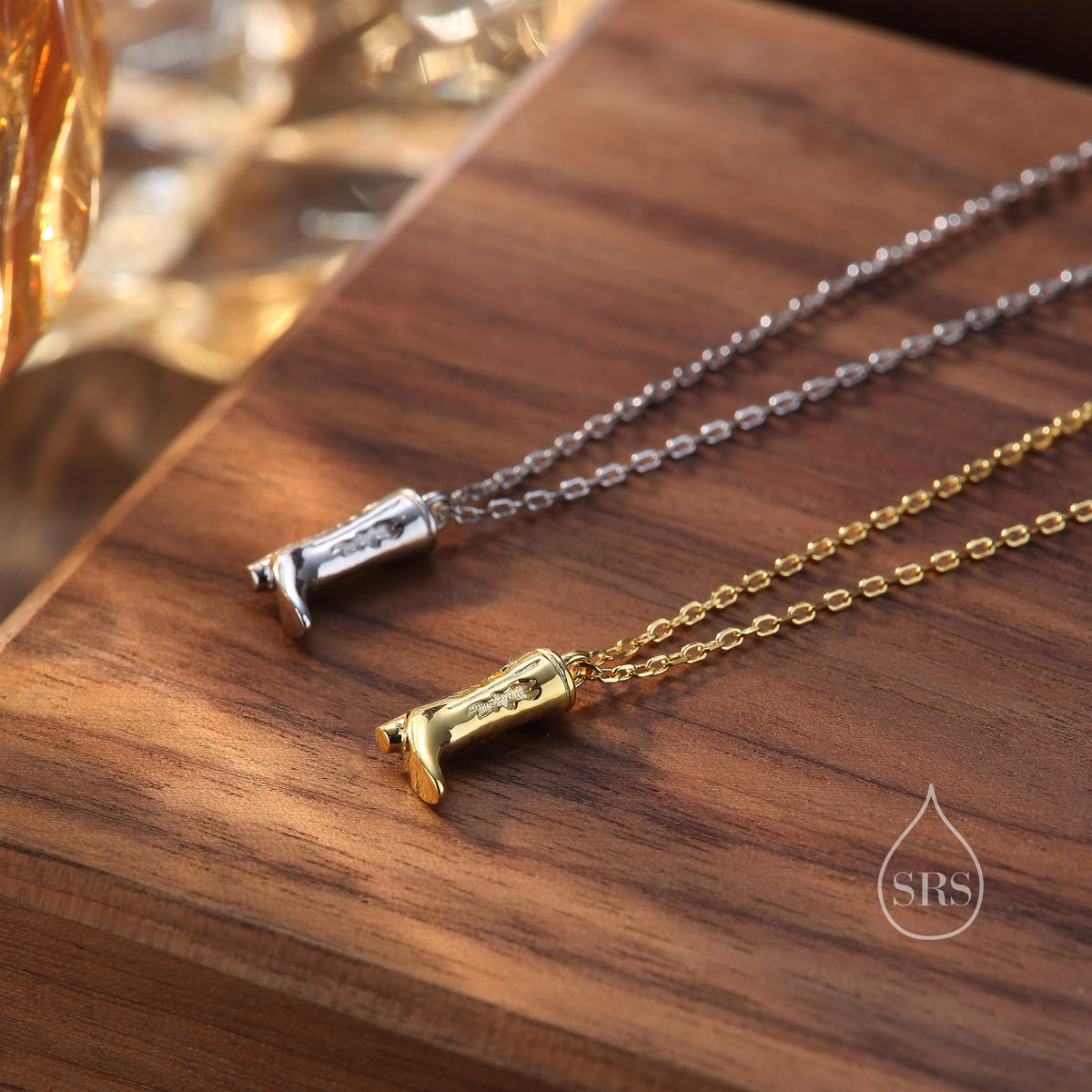 Cute Little Cowboy Boot Pendant Necklace in Sterling Silver, Silver or Gold, Cowboy Boot Necklace in Silver