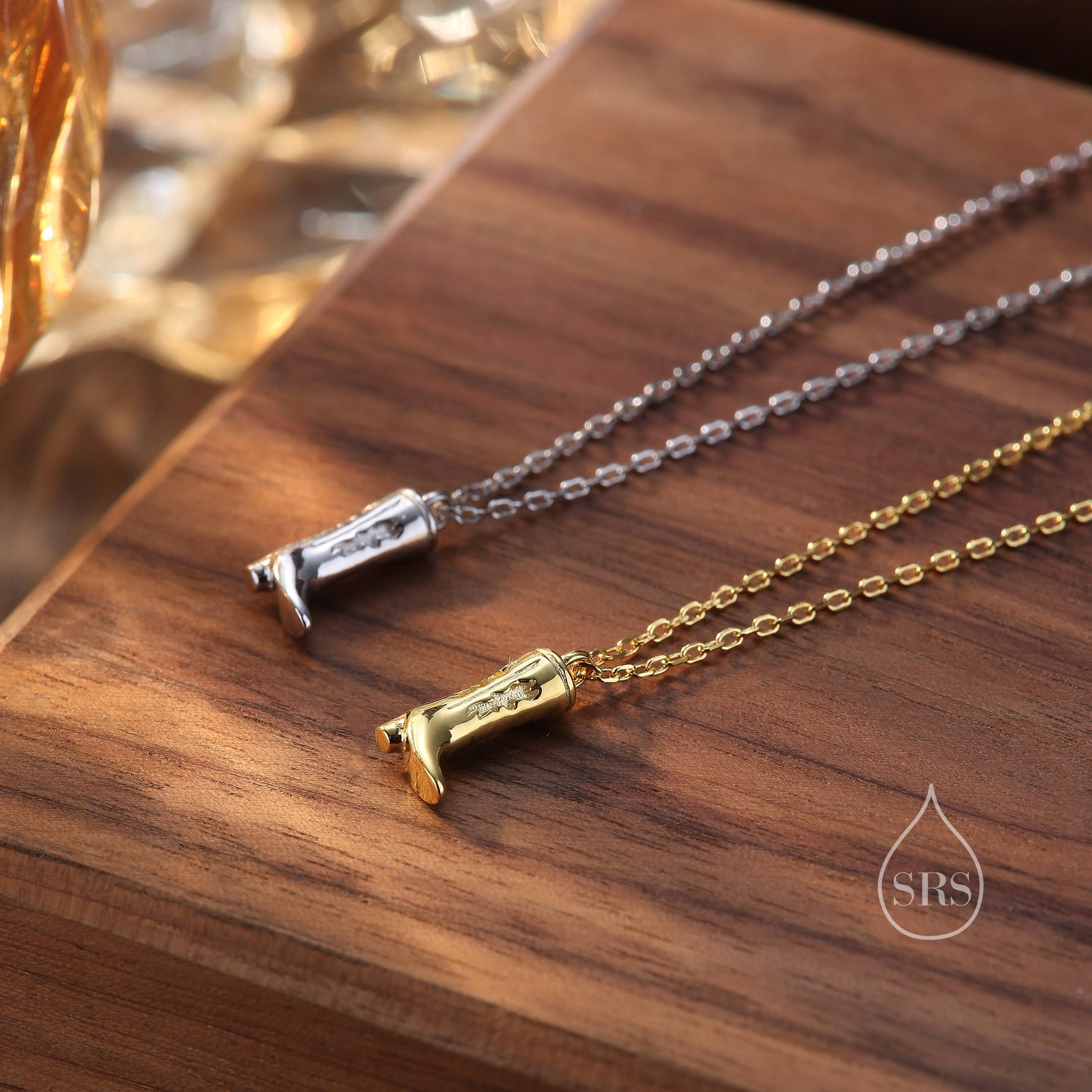 Cute Little Cowboy Boot Pendant Necklace in Sterling Silver, Silver or Gold, Cowboy Boot Necklace in Silver