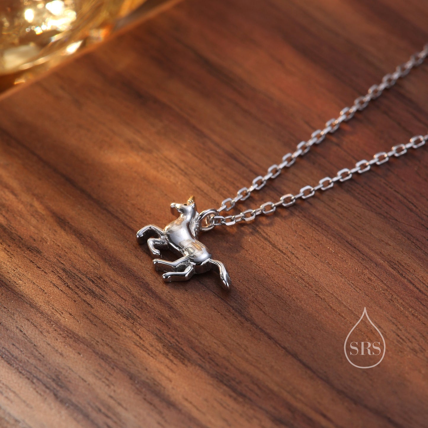 Tiny Unicorn Horse Necklace in Sterling Silver,   Adjustable 16'' - 18''; - Cute Quirky and Fun Jewellery, Unicorn Horse Pendant Necklace