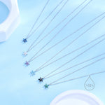 Tiny CZ Flower Necklace in Sterling Silver, Silver or Gold, CZ Flower Necklace, CZ Cluster Floral Necklace