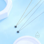 Tiny Black CZ Flower Necklace in Sterling Silver, Silver or Gold, CZ Flower Necklace, CZ Cluster Floral Necklace