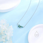 Emerald Green CZ Leaf Pendant Necklace in Sterling Silver, Silver or Gold, Olive Leaf Necklace, Olive Branch Necklace, Nature Inspired