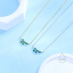 Emerald Green CZ Leaf Pendant Necklace in Sterling Silver, Silver or Gold, Olive Leaf Necklace, Olive Branch Necklace, Nature Inspired
