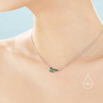 Emerald Green CZ Leaf Pendant Necklace in Sterling Silver, Silver or Gold, Olive Leaf Necklace, Olive Branch Necklace, Nature Inspired