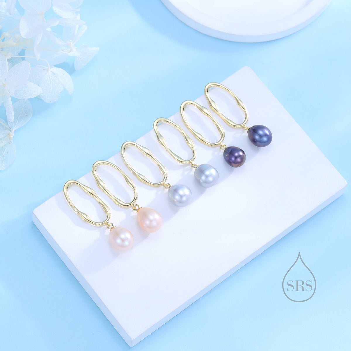 Irregular Pearl Drop Hoop Earrings