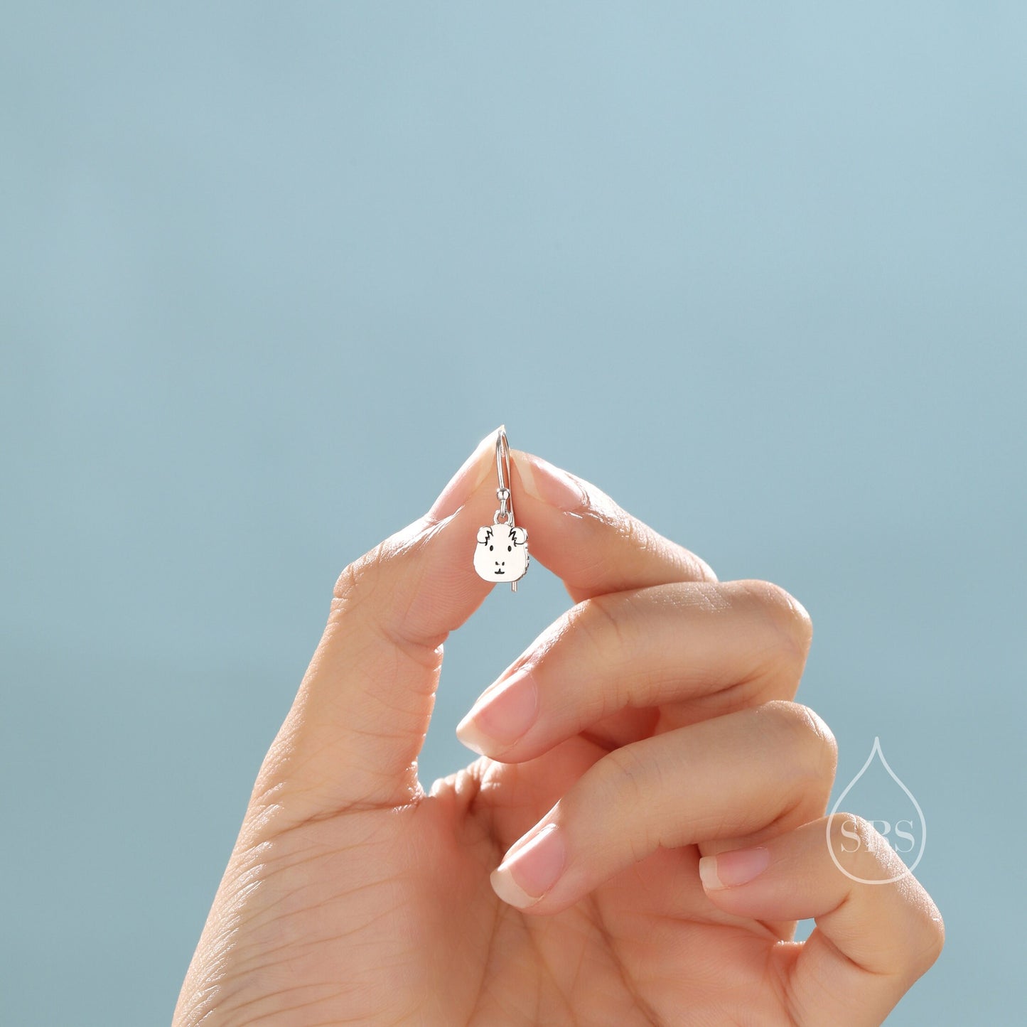 Guinea Pig Drop Hook Earrings in Sterling Silver, Silver Gold or Rose Gold, Guinea Pig Earrings, Pet Earrings, Guinea Pig Earrings