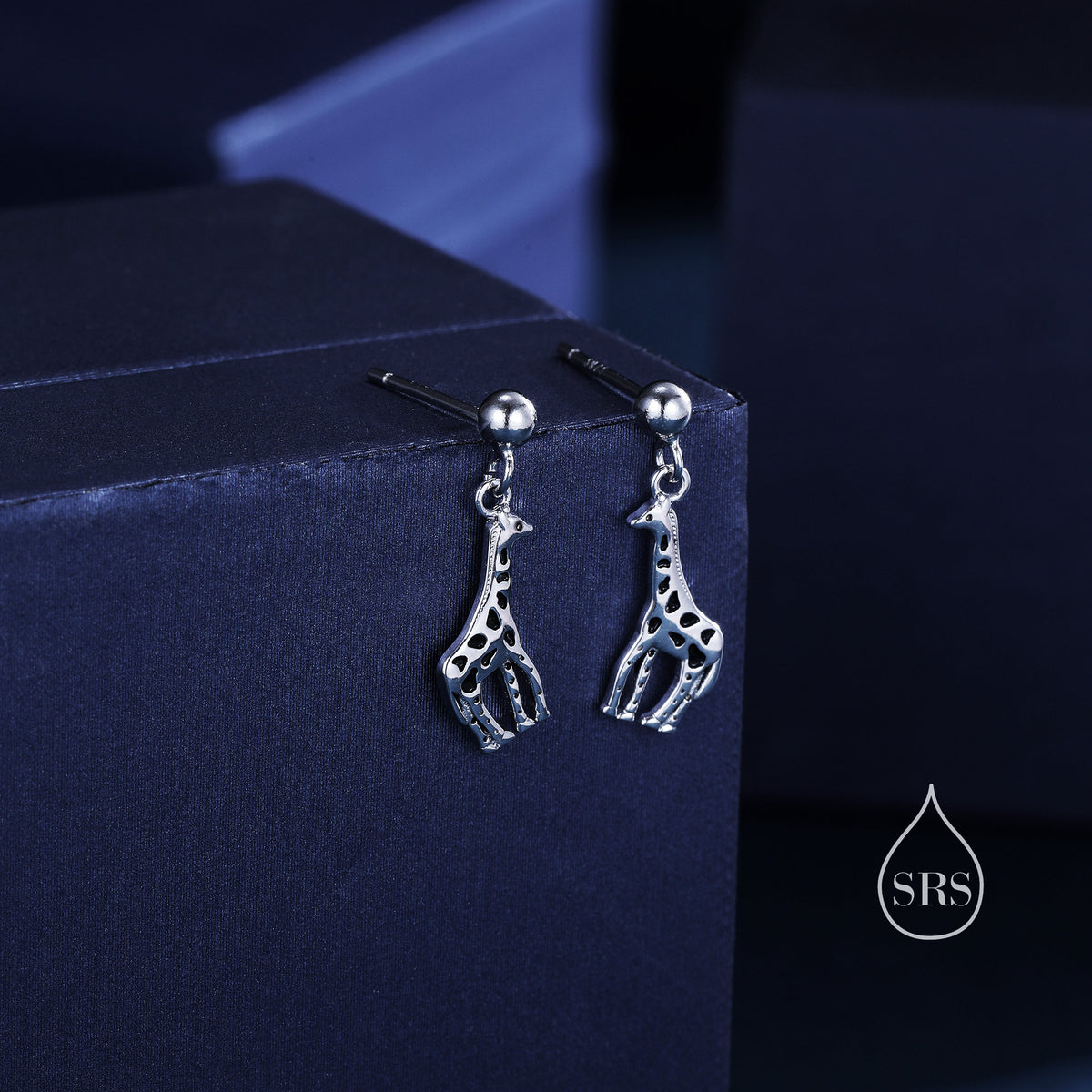 Giraffe Drop Stud Earrings in Sterling Silver, Silver or Gold, Giraffe Dangle Earrings, Giraffe Drop Earrings, Sterling Silver Giraffe