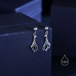 Giraffe Drop Stud Earrings in Sterling Silver, Silver or Gold, Giraffe Dangle Earrings, Giraffe Drop Earrings, Sterling Silver Giraffe