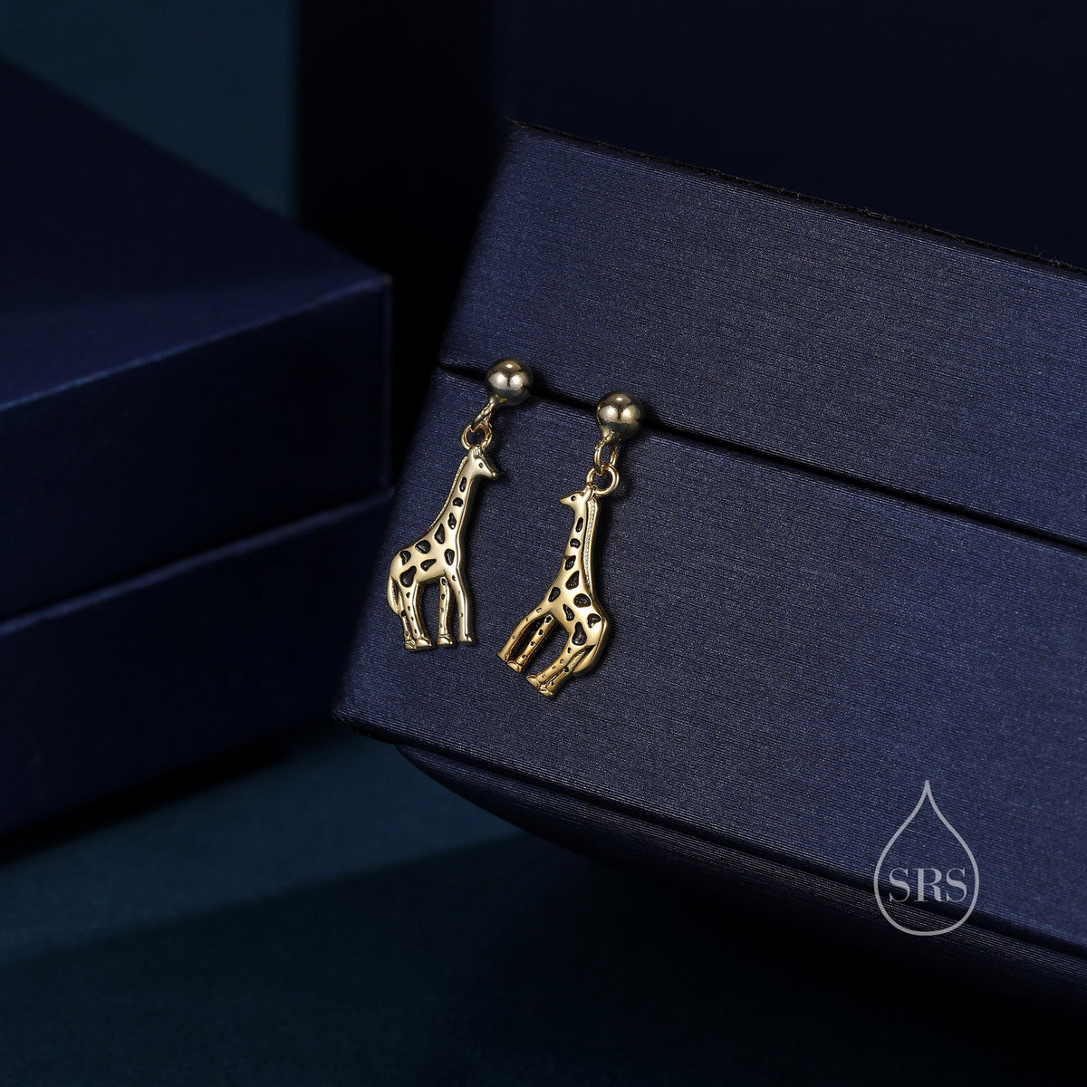 Giraffe Drop Stud Earrings in Sterling Silver, Silver or Gold, Giraffe Dangle Earrings, Giraffe Drop Earrings, Sterling Silver Giraffe