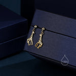 Giraffe Drop Stud Earrings in Sterling Silver, Silver or Gold, Giraffe Dangle Earrings, Giraffe Drop Earrings, Sterling Silver Giraffe