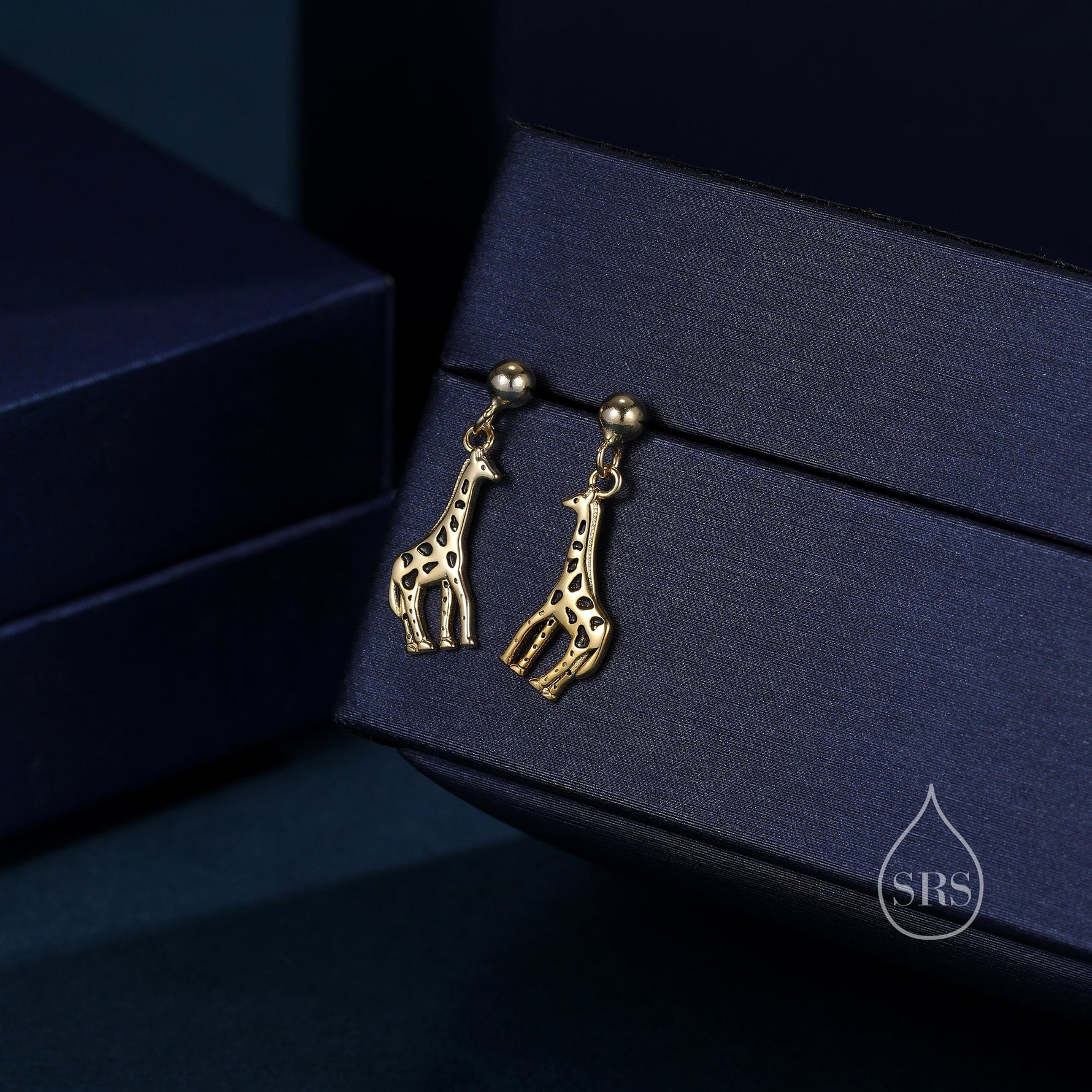 Giraffe Drop Stud Earrings in Sterling Silver, Silver or Gold, Giraffe Dangle Earrings, Giraffe Drop Earrings, Sterling Silver Giraffe