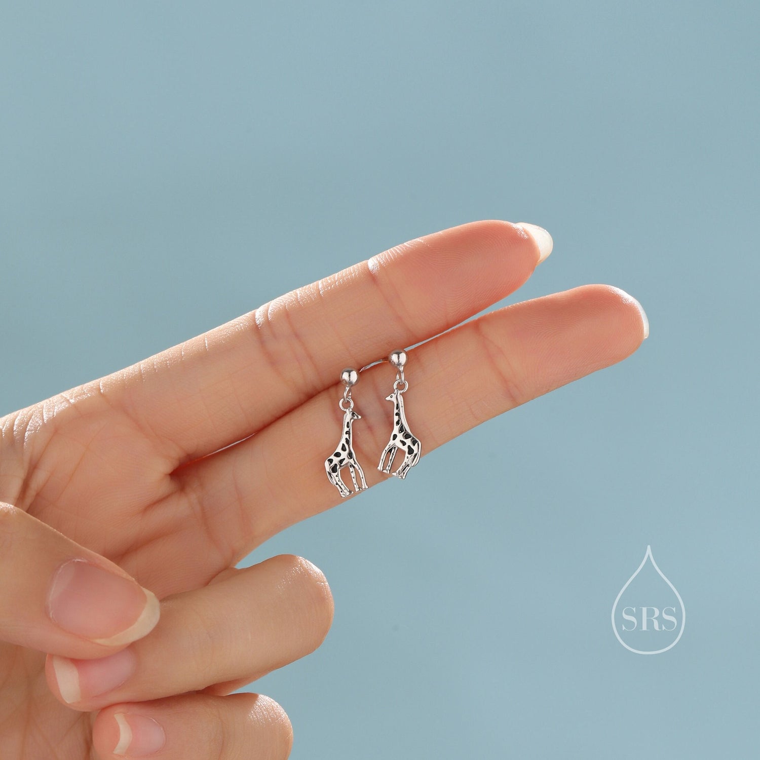 Giraffe Drop Stud Earrings in Sterling Silver, Silver or Gold, Giraffe Dangle Earrings, Giraffe Drop Earrings, Sterling Silver Giraffe