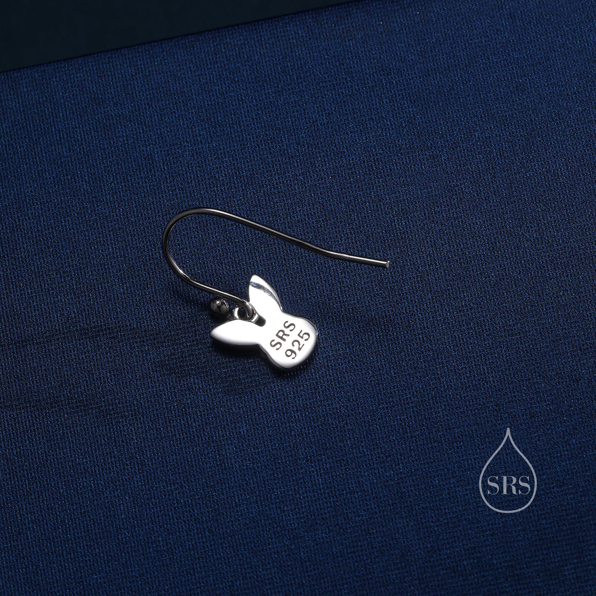Bunny Head Drop Hook Earrings in Sterling Silver with Partial Rose Gold Coating, Sterling Silver Rabbit Earrings, Nature Inspired