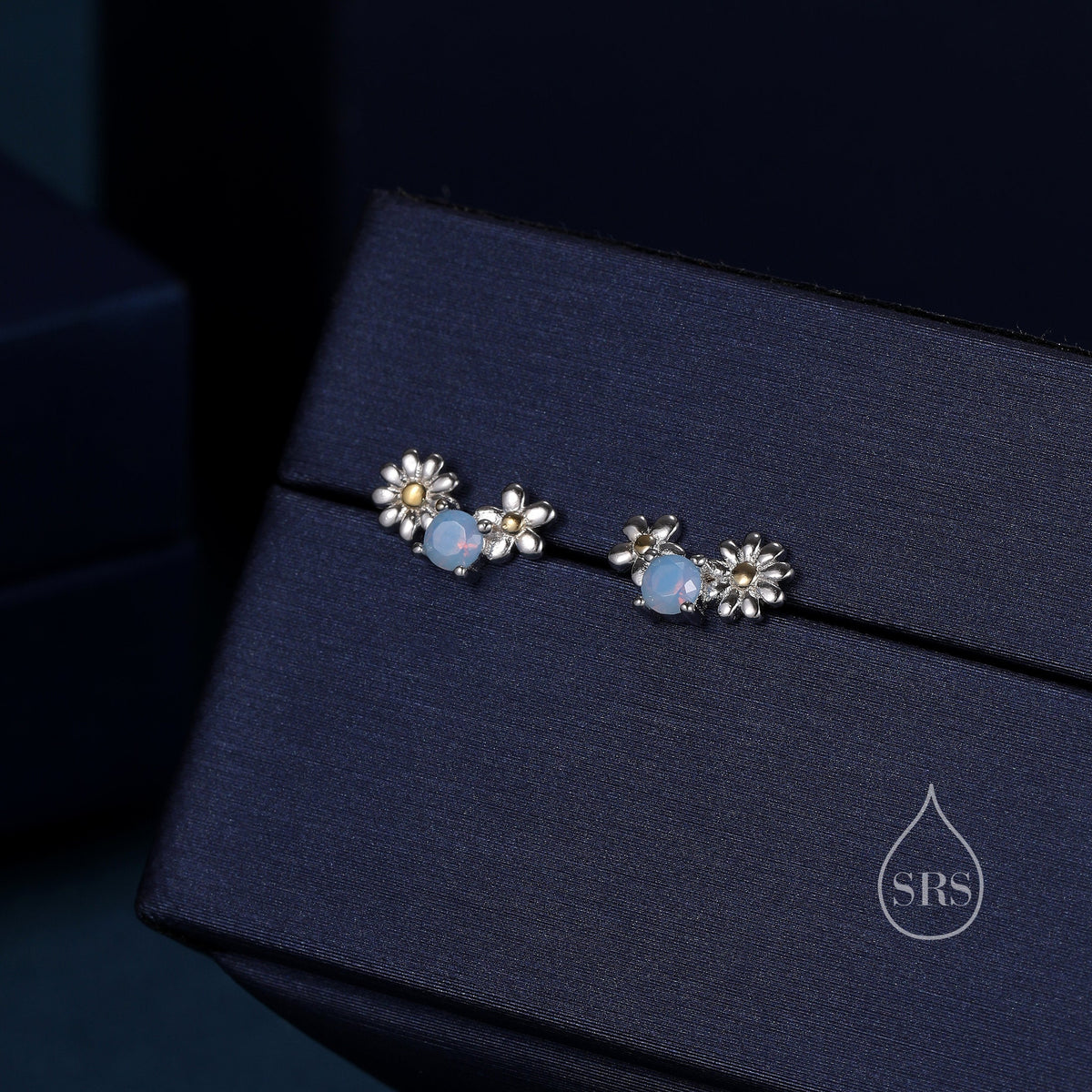 Tiny Forget Me Not Flower Bouquet CZ Stud Earrings in Sterling Silver, CZ Flower Cluster Stud Earrings