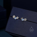 Tiny Forget Me Not Flower Bouquet CZ Stud Earrings in Sterling Silver, CZ Flower Cluster Stud Earrings