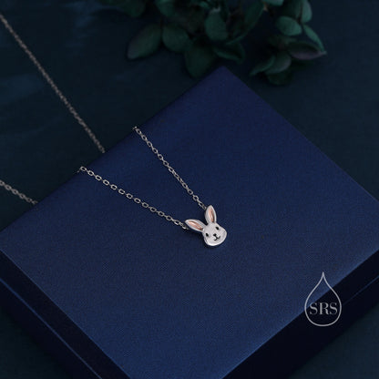 Tiny Little Rabbit Head Pendant Necklace in Sterling Silver, Silver Rabbit Necklace, Silver Hare Necklace, Silver Bunny Necklace